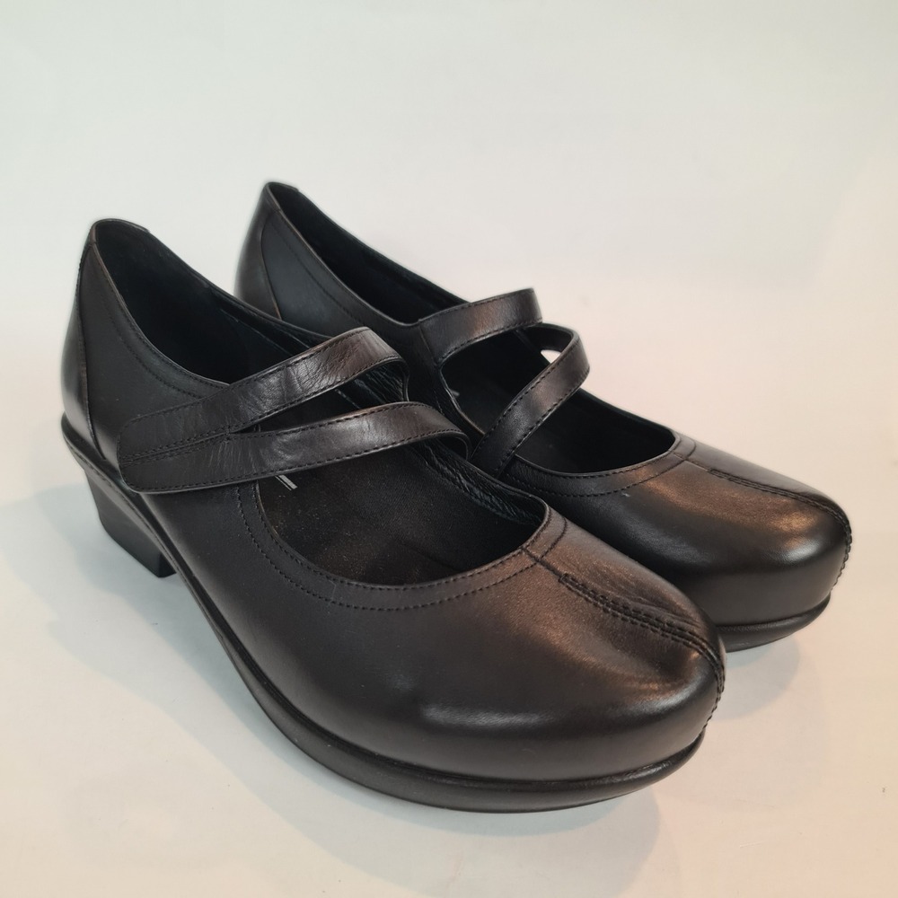 Abeo Cameo 24/7 Womens 9.5 Black Leather Double Strap Mary Jane Pumps Shoes